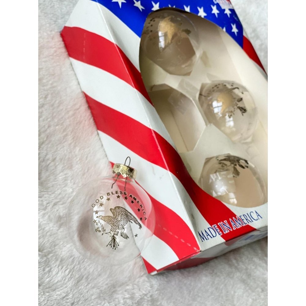 vtg vintage‎ RAUCH glass Made in American eagle ornaments Christmas holiday